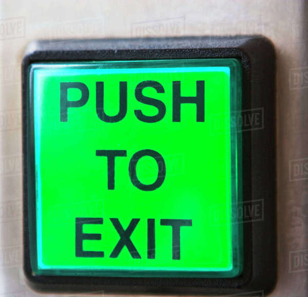 Close up of Push to Exit button Stock Photo Dissolve