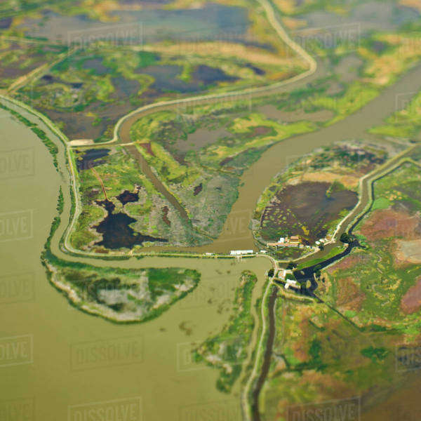 Aerial View of a Flood Plain Stock Photo Dissolve