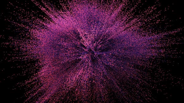 cg animation of red powder explosion on black background stock video footage dissolve dissolve