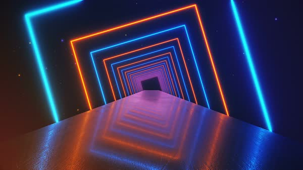 Abstract Motion Geometric Background Glowing Neon Squares