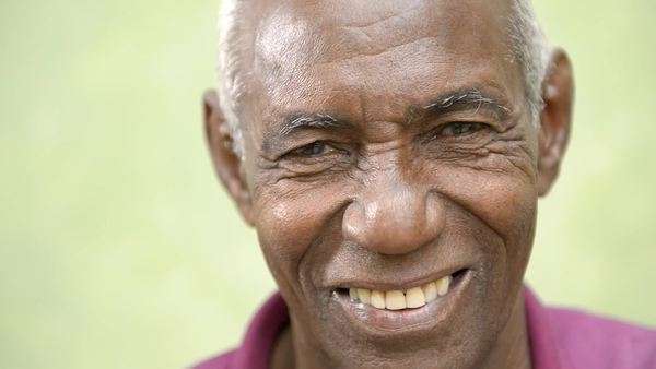 Portrait Of Old People Happy Senior African American Man With