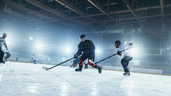 Ice Hockey Rink Arena Professional Forward Player Attacks Shows Ice Hockey Rink Arena Professional Forward Player Attacks Shows