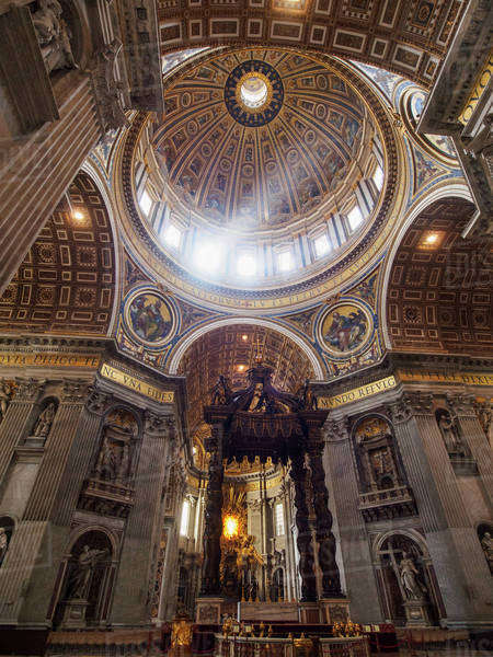 Dome inside St. Peter’s Basilica in Vatican city, the autonomous