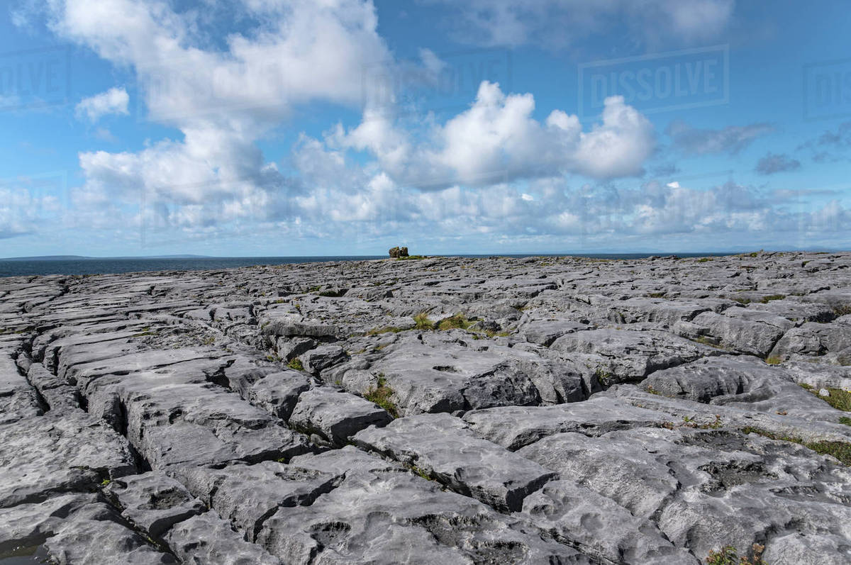 Ireland, Clare County, Burren, Limestone landscape Stock Photo Dissolve