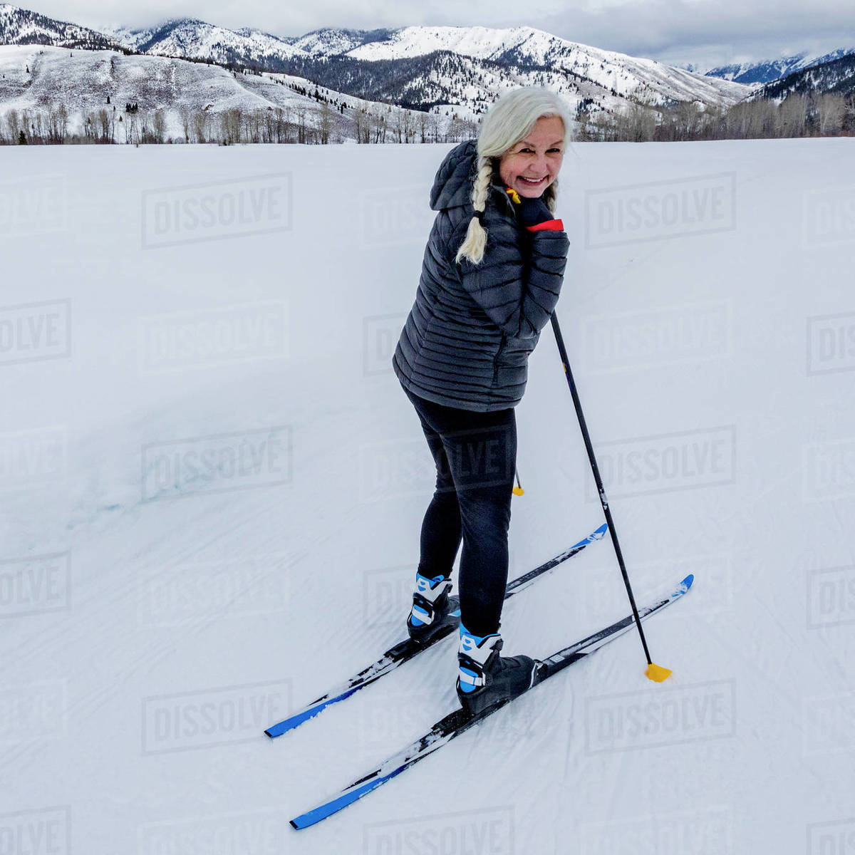 United States, Idaho, sun valley, Portrait of senior woman cross