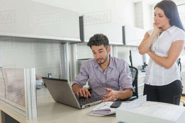 Business man and woman at work in office - Royalty-free Stock Photo ...