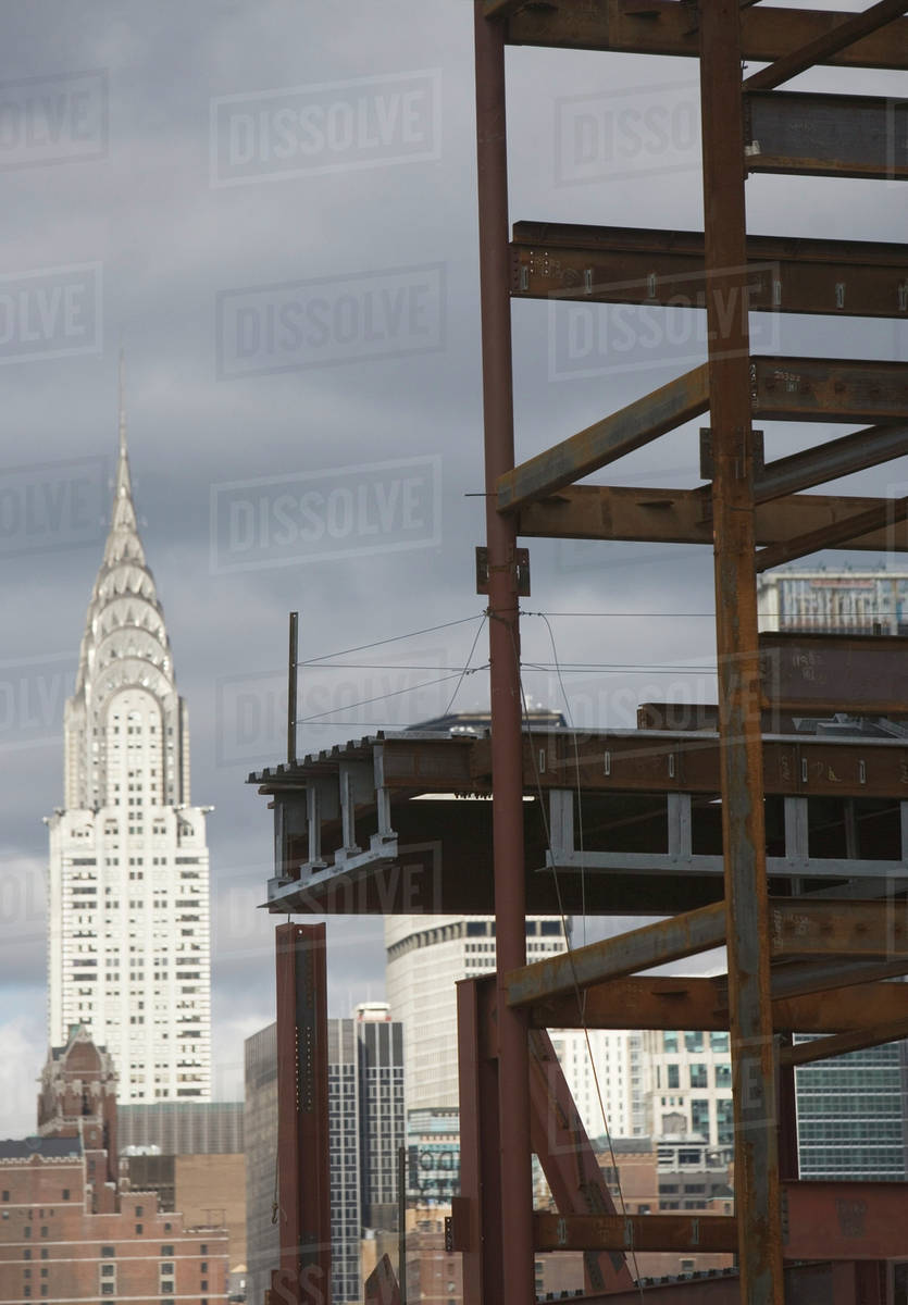 USA, New York State, New York City, Construction site and Chrysler