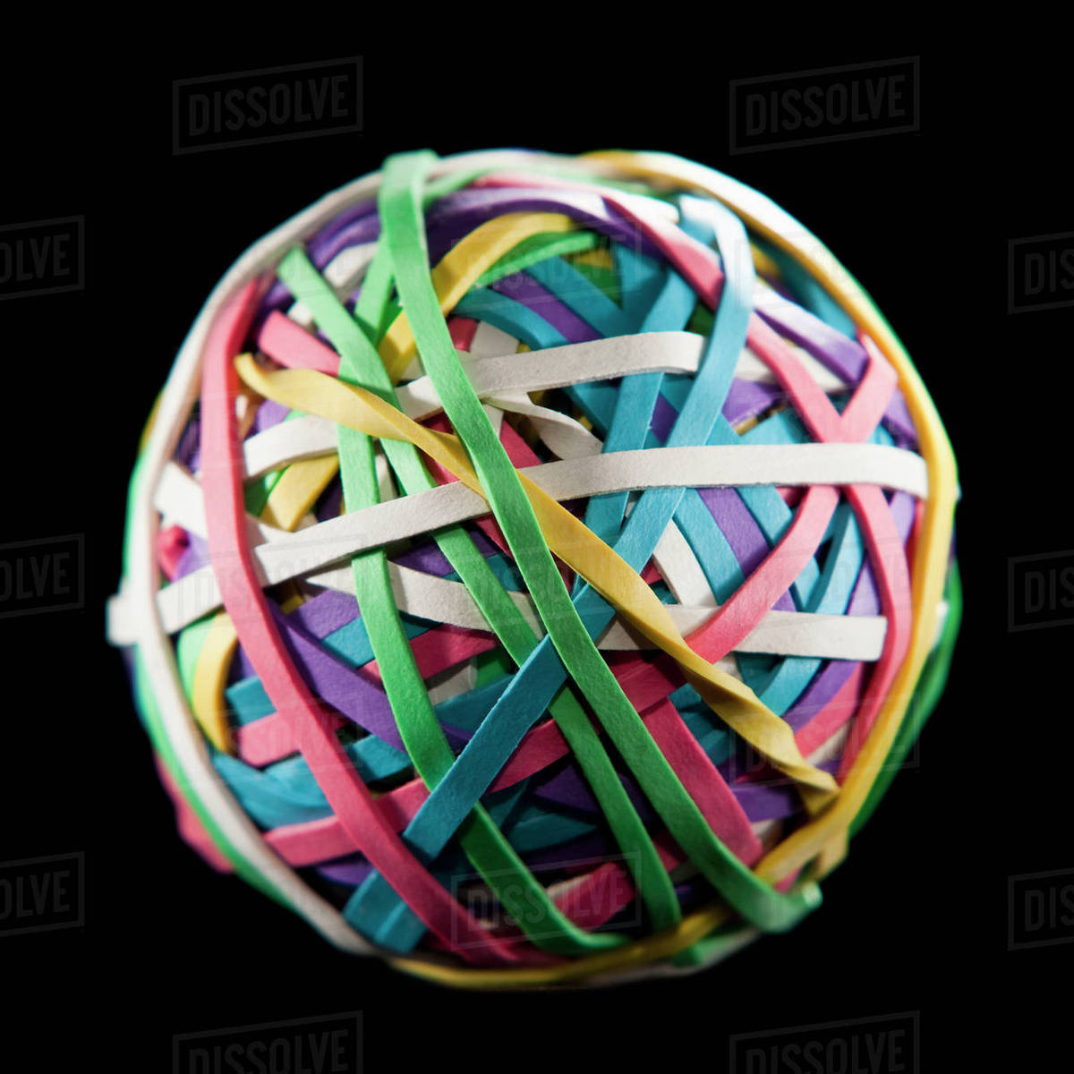 Ball of colorful rubber bands Stock Photo Dissolve