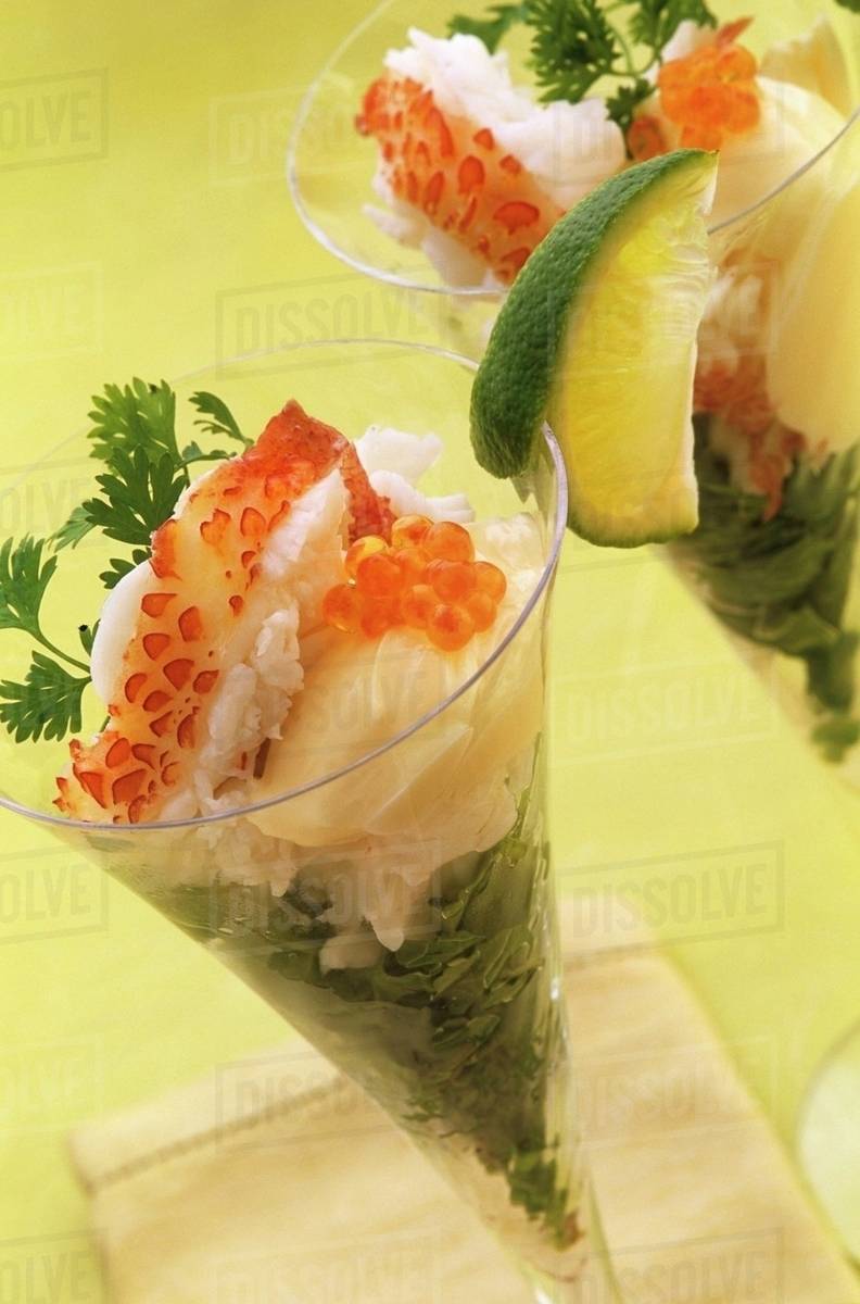 Lobster cocktails with caviar Stock Photo Dissolve