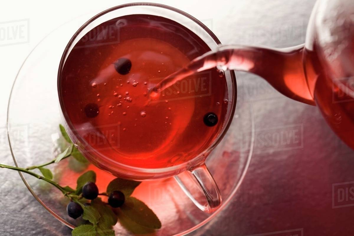 Pouring blueberry tea Stock Photo Dissolve