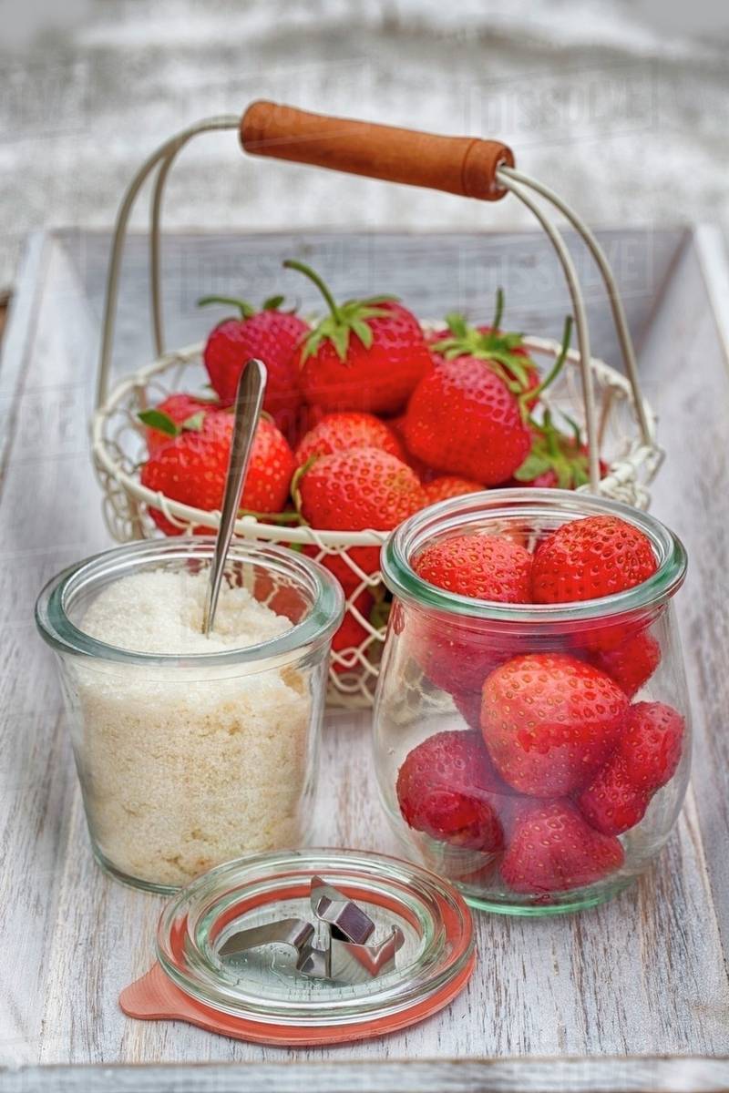 Strawberries and sugar Stock Photo Dissolve