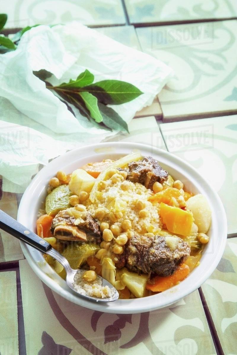 Couscous with vegetables and beef Stock Photo Dissolve