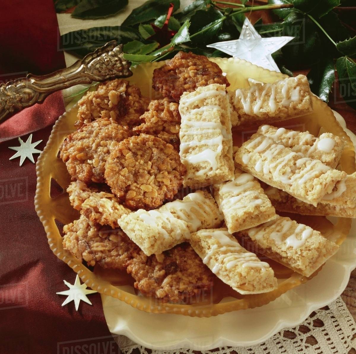 Florentine biscuits and almond bars for Christmas Stock Photo Dissolve