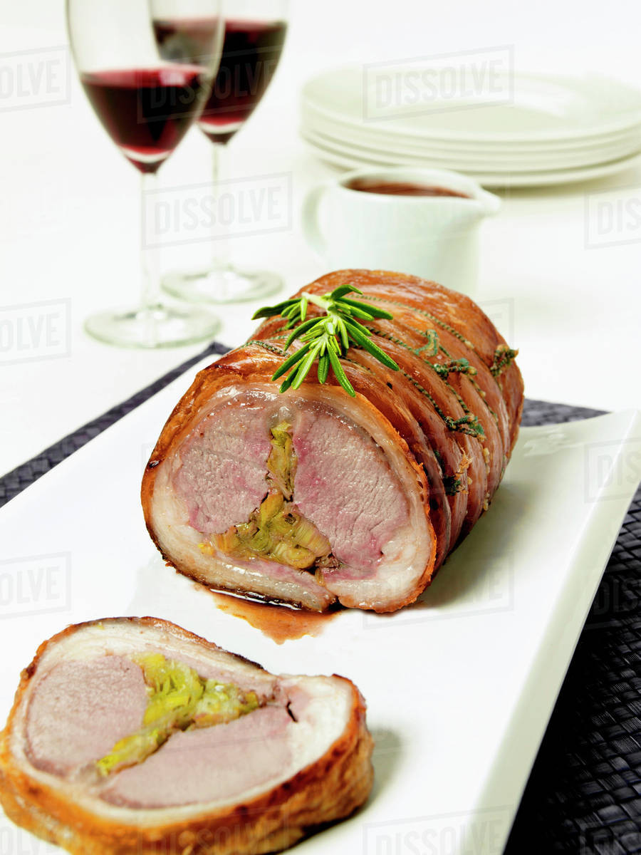 Stuffed roast lamb Stock Photo Dissolve