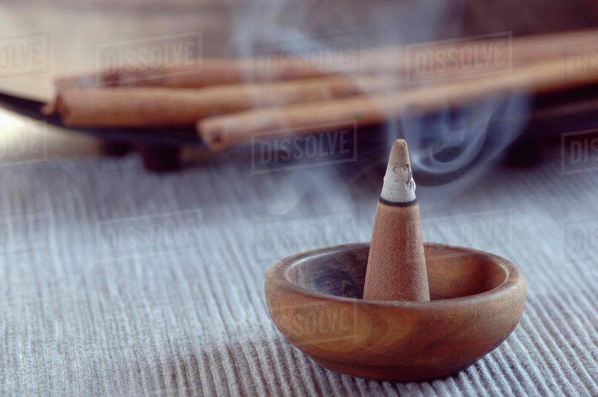 Cone of incense, closeup Stock Photo Dissolve
