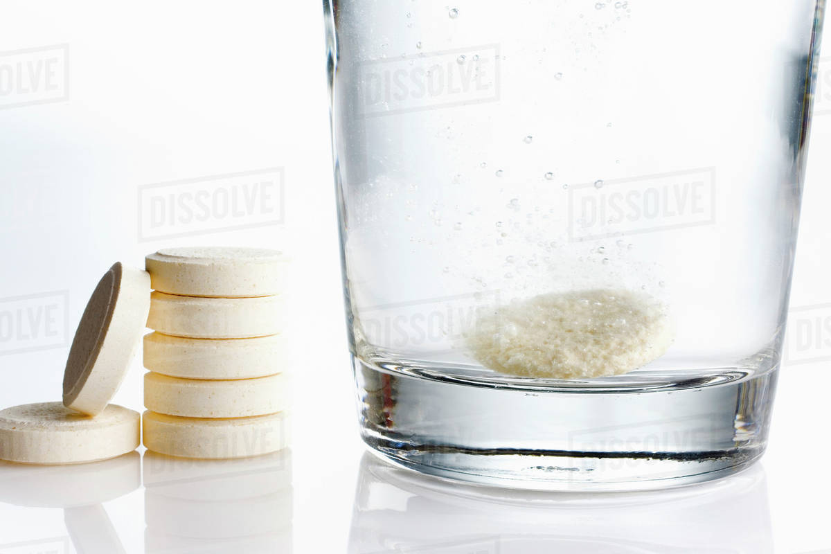 Fizzy tablets, closeup Stock Photo Dissolve