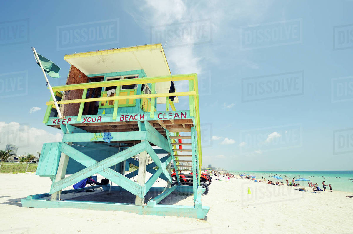 Usa Florida Miami Beach Liuard Hut At South Stock Usa Florida Miami Beach Liuard Hut At South