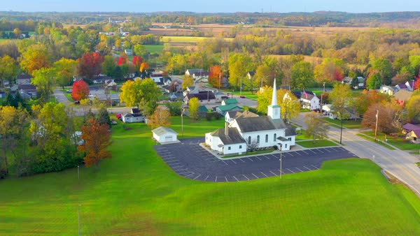 Scenic Small Town Nestled in Autumn Valley, Beautiful Rural Wisconsin ...