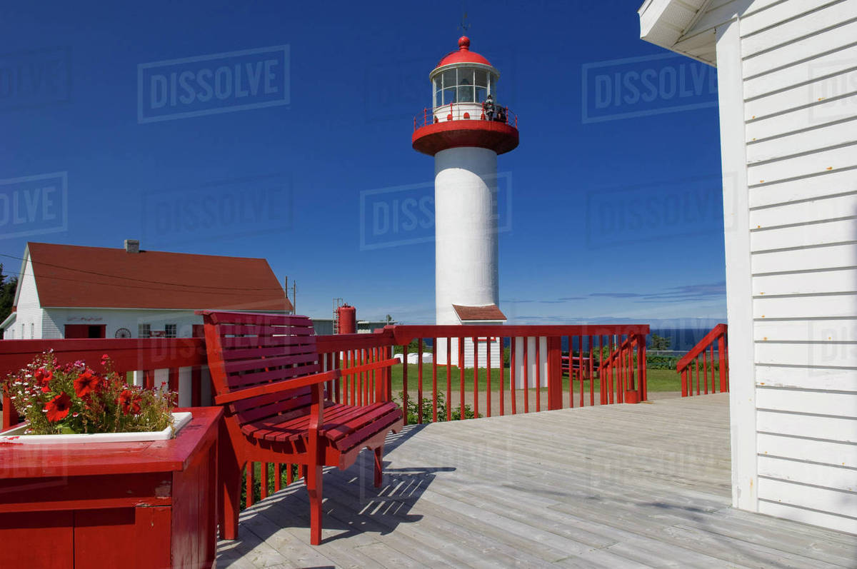 Cap de la Madeleine Lighthouse, Gaspe, Quebec, Canada Royalty-free stock photo