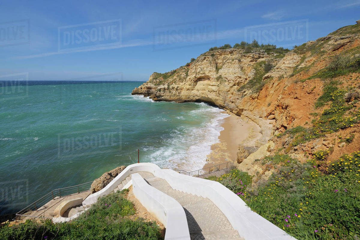 Steps Leading Down to Praia do Paraiso, Carvoeiro, Lagoa, Algarve