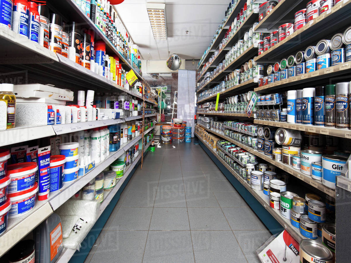 The shelves at a do it your self hardware store Stock Photo Dissolve