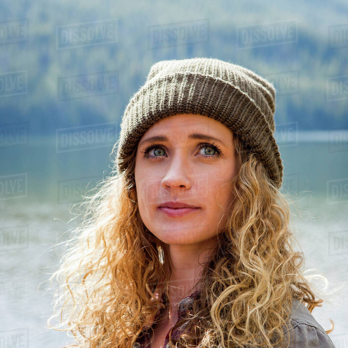 Portrait of woman wearing stockingcap Stock Photo Dissolve
