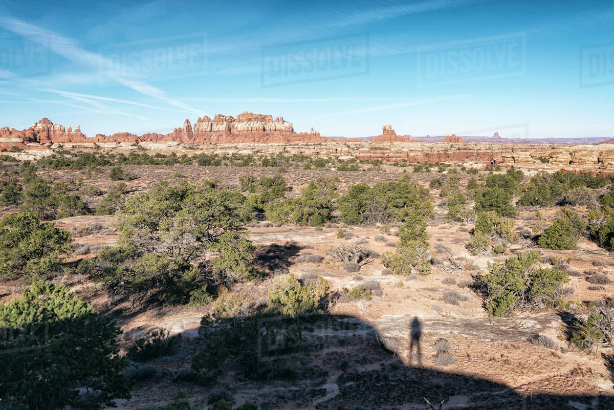 Shadow Of Person Admiring Scenic View Desert Moab Utah United Shadow Of Person Admiring Scenic View Desert Moab Utah United States