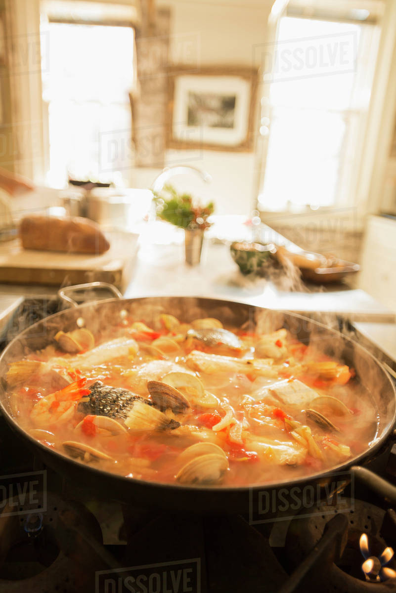 Pot of Chesapeake Bay bouillabaisse Stock Photo Dissolve