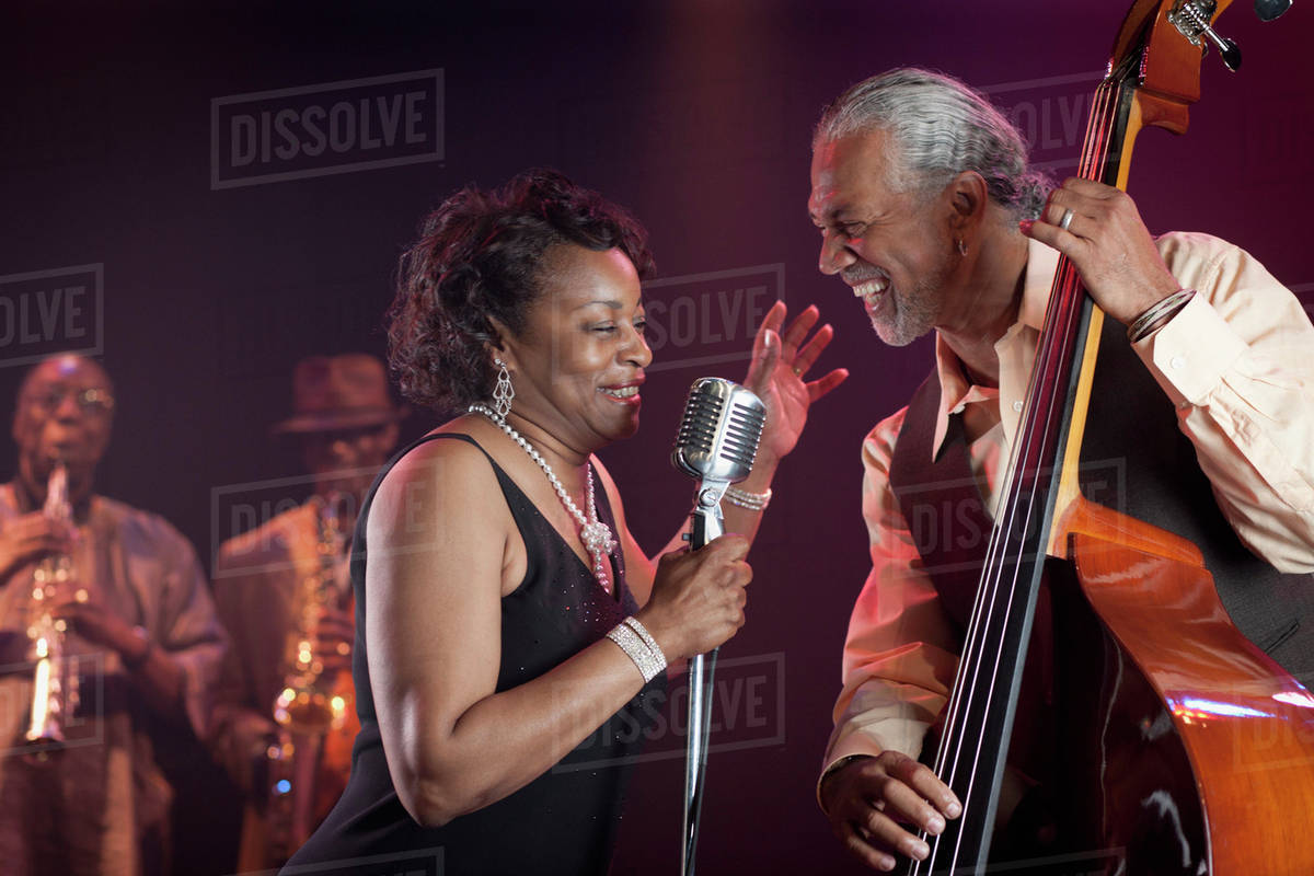 Black Woman Singing On Stage With Jazz Band Stock Photo Dissolve