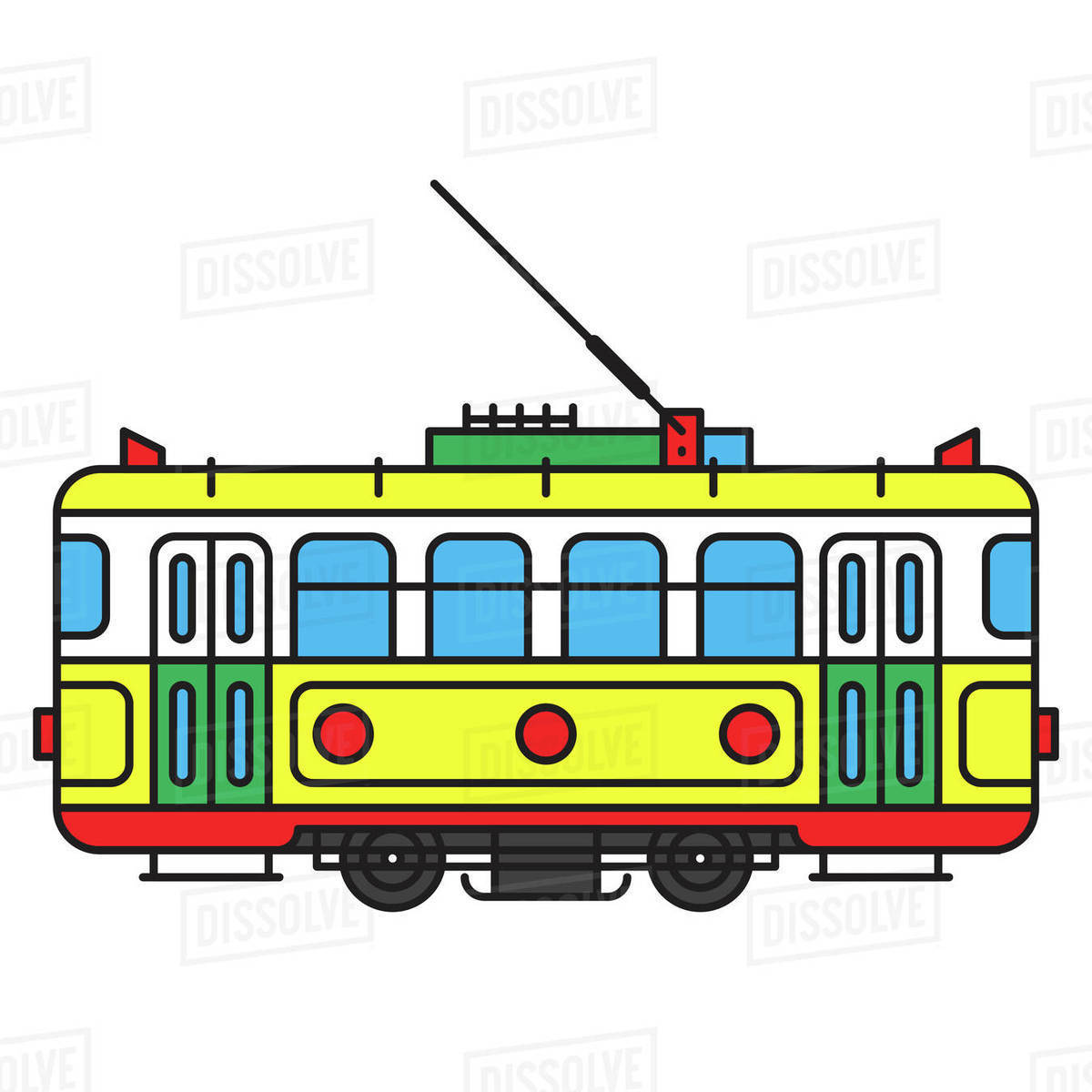 Illustration of a retro tram against white background Royalty-free stock photo