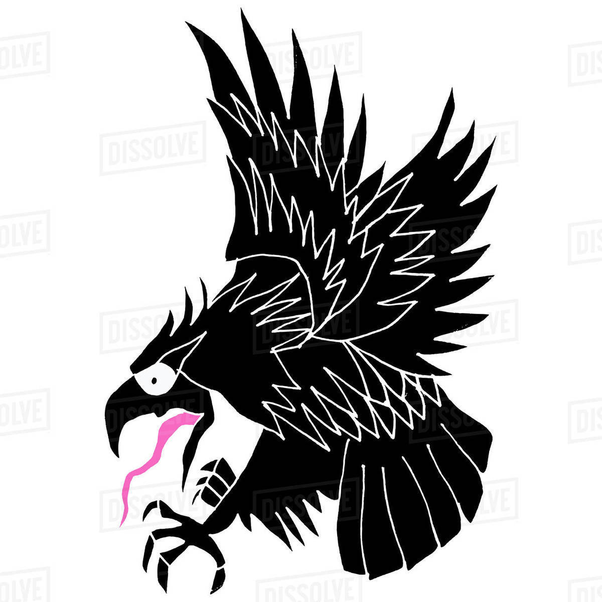 Illustration of flying eagle against white background Royalty-free stock photo