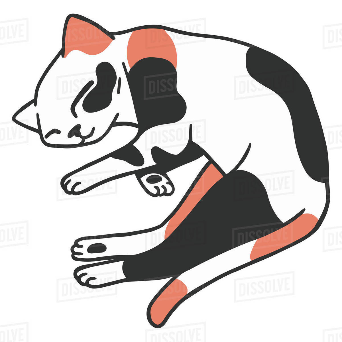 Illustration of a cat sleeping against white background Royalty-free stock photo