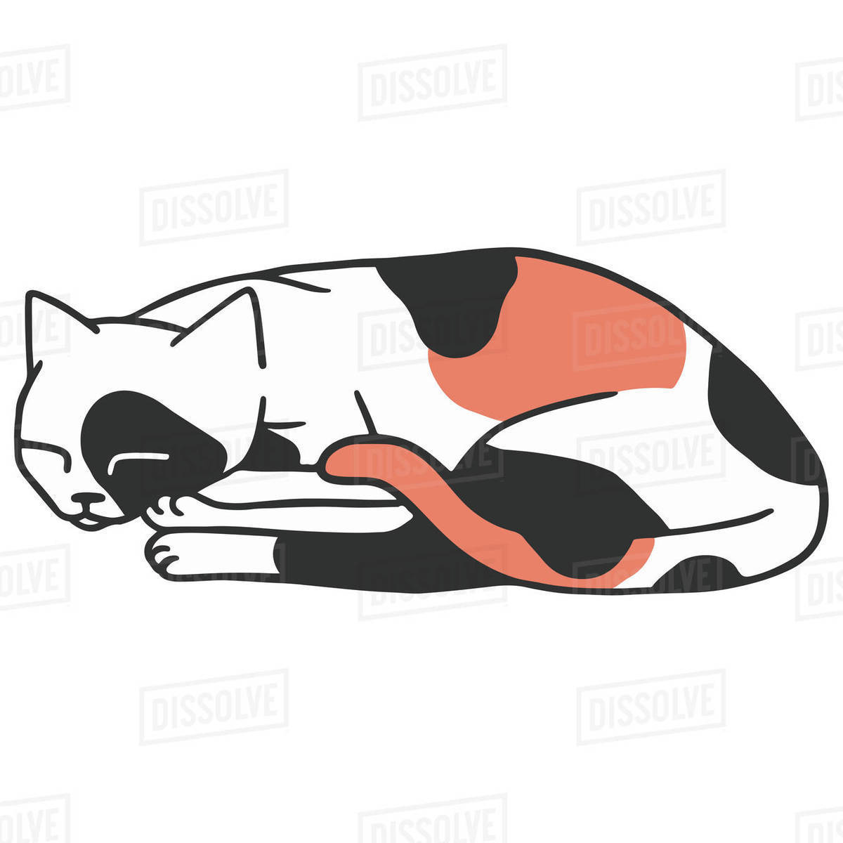 Illustration of a cat sleeping against white background Royalty-free stock photo