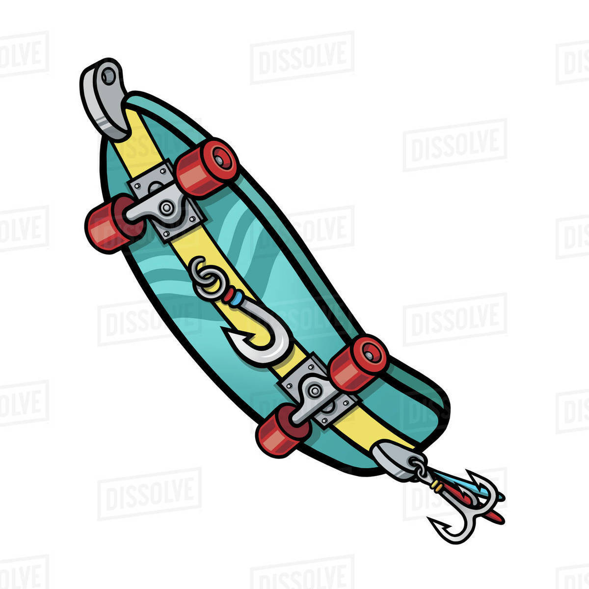 Illustration of blue skateboard isolated on white background Royalty-free stock photo