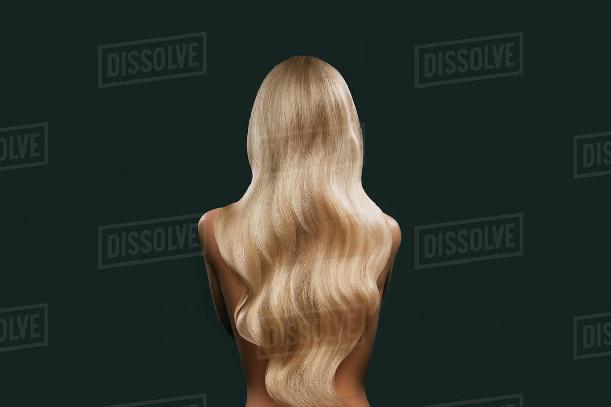 Back View Of Girl With Beautiful Long Blonde Hair Isolated On