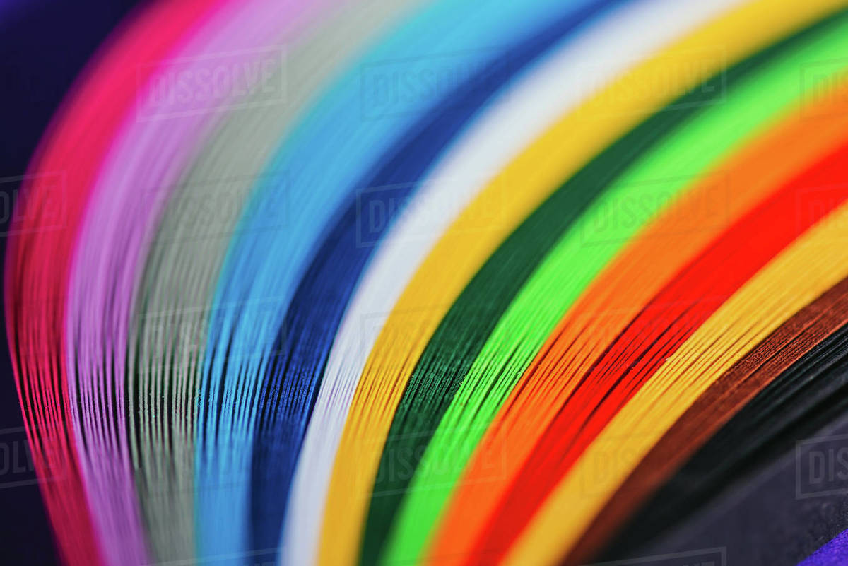 Close up of colored bright quilling paper stripes Stock Photo Dissolve