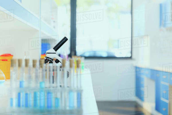 Modern scientific medical equipment at testing laboratory in clinic ...