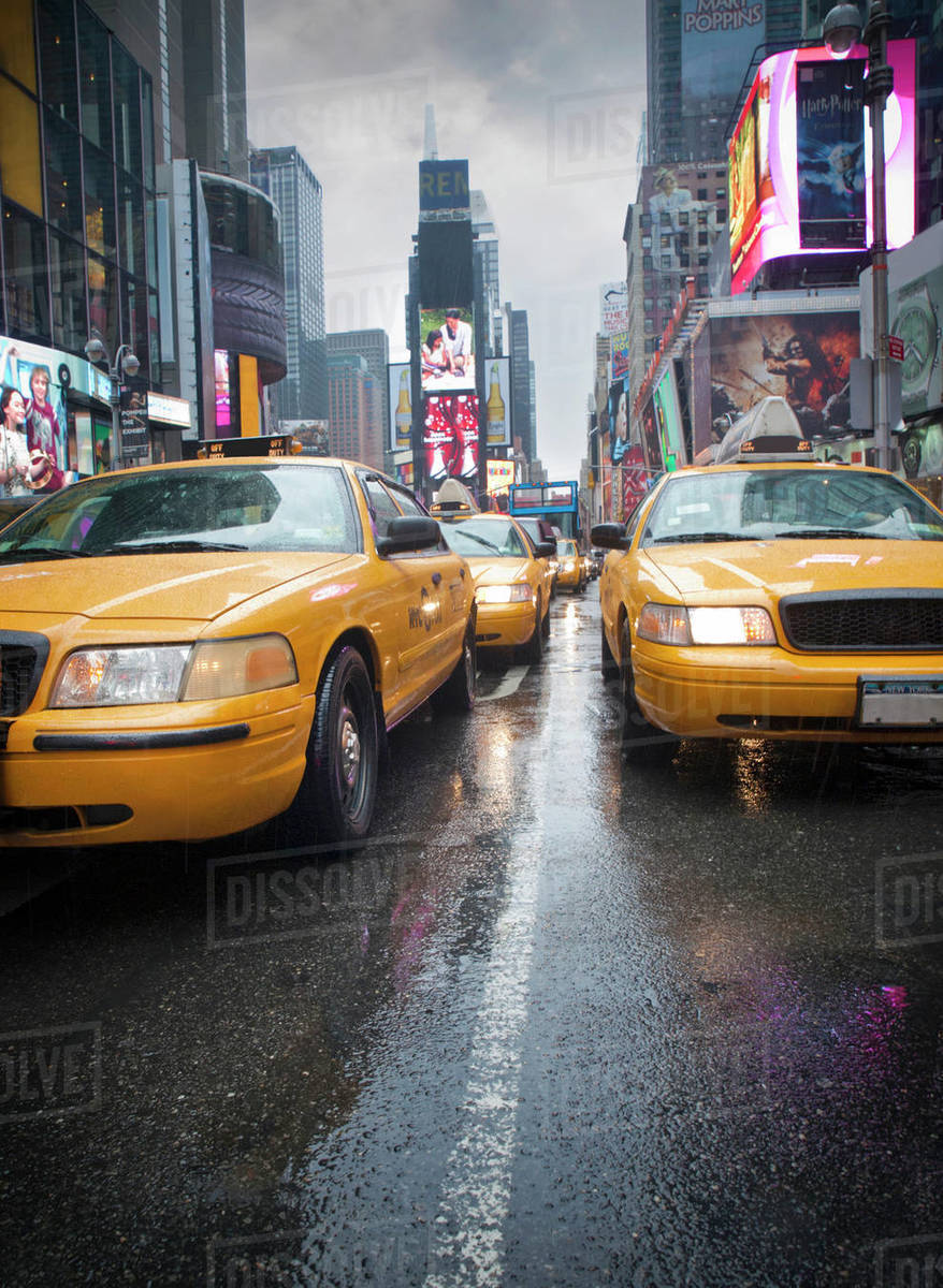 Traffic jam at times square, New York, America, USA Stock Photo Dissolve