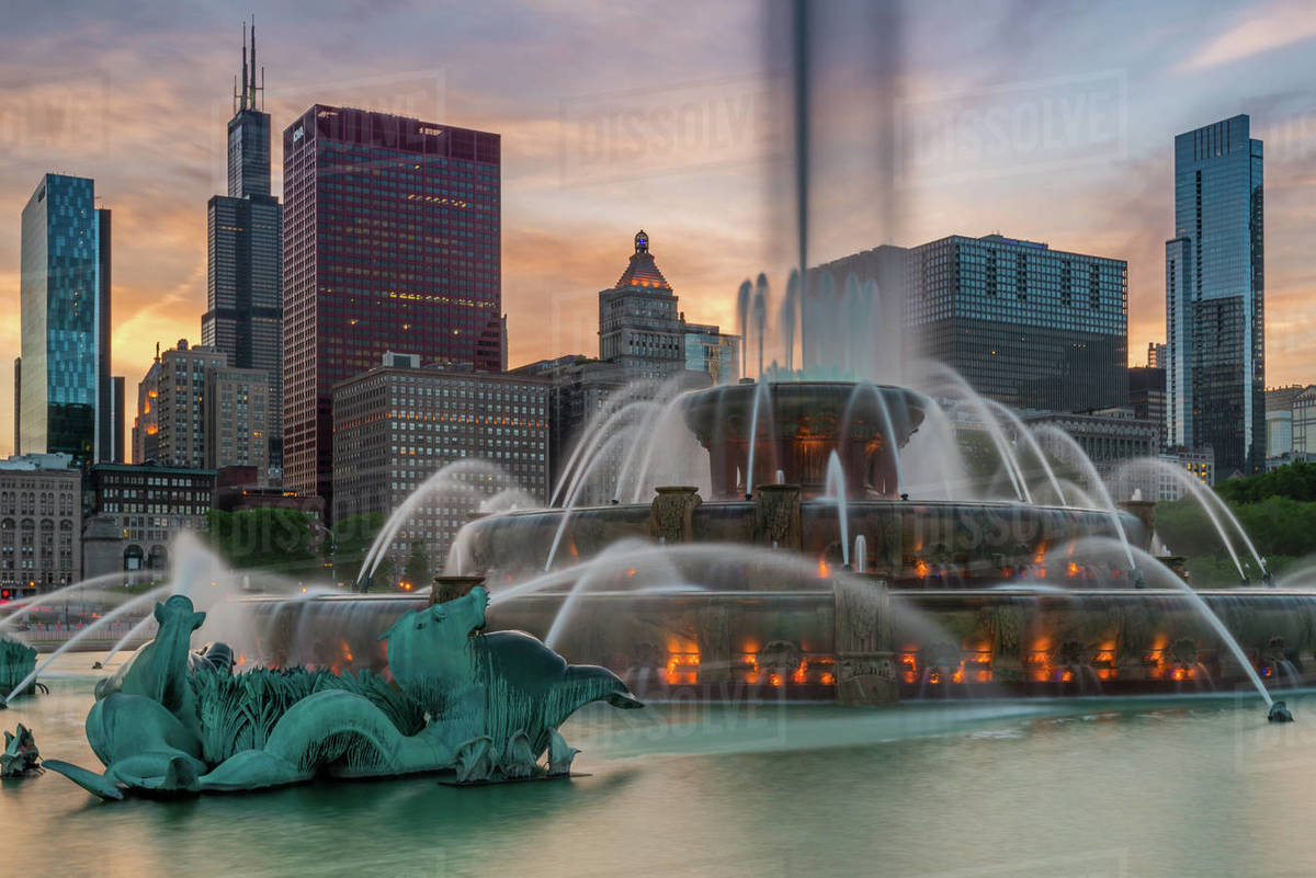 Buckingham fountain, Chicago, Illinois, America, USA Stock Photo