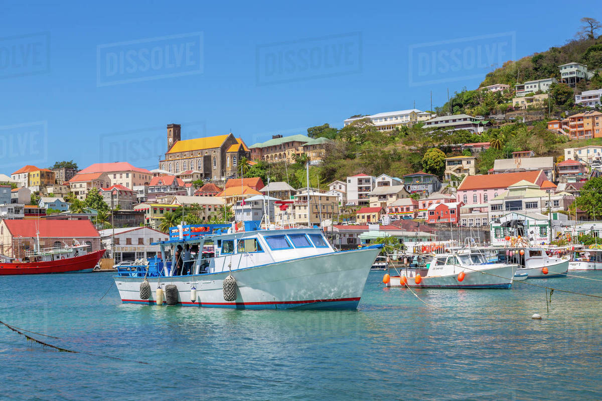 View over the Carenage of St. George's, Grenada, Windward Islands, West Indies, Caribbean, Central America Royalty-free stock photo