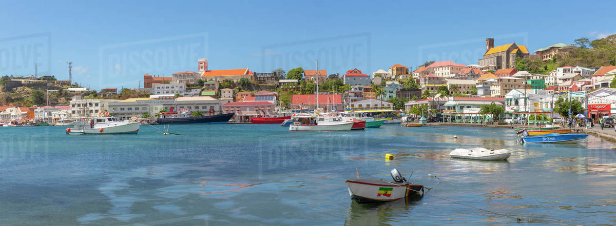 View over the Carenage and Cathedral, St. George's, Grenada, Windward Islands, West Indies, Caribbean, Central America Royalty-free stock photo