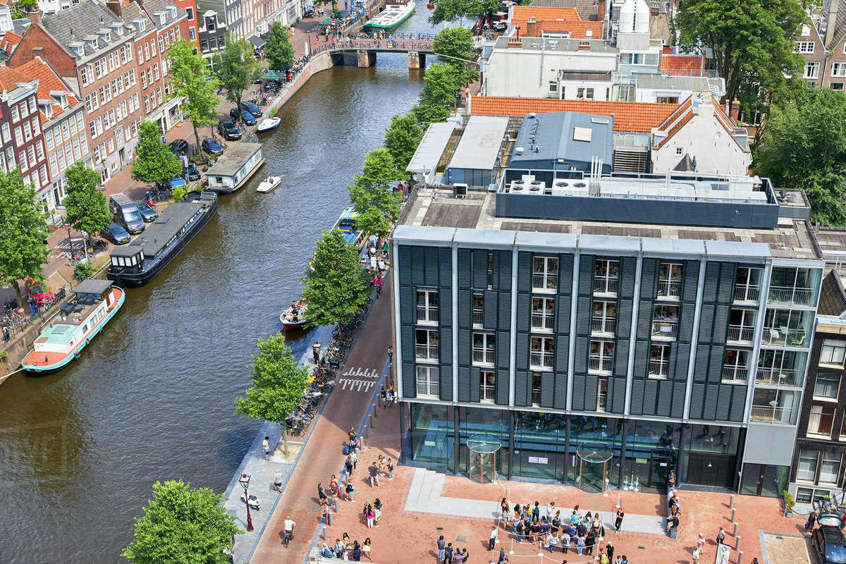 Aerial view of the Anne Frank House in Amsterdam, North Holland, The Netherlands, Europe Royalty-free stock photo