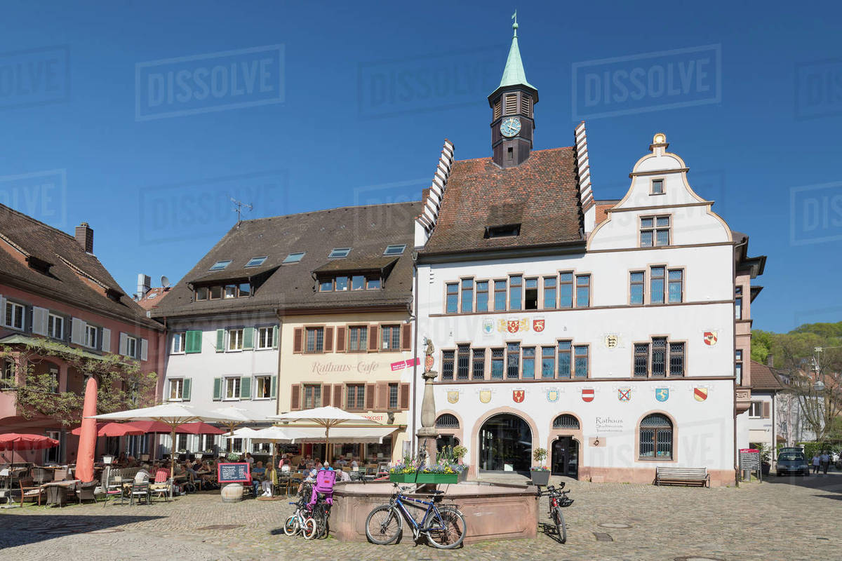 Town hall and marketplace, Staufen im Breisgau, Black Forest, Baden-Wurttemberg, Germany, Europe Royalty-free stock photo