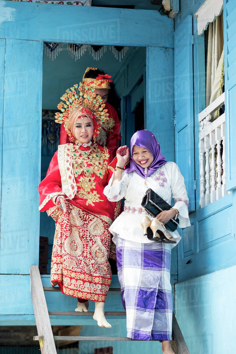A bride at traditional Sulawesi wedding, Makassar, Sulawesi, Indonesia, Southeast Asia, Asia Royalty-free stock photo