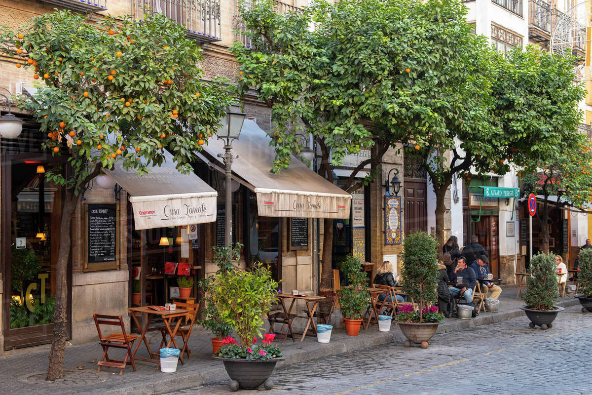 Cobbled streets of Seville, Andalusia, Spain, Europe Royalty-free stock photo