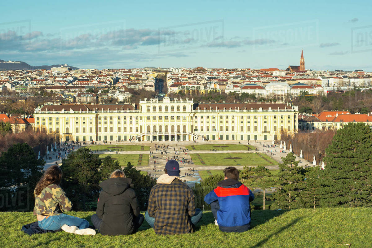 Vienna city skyline viewed from Schonbrunn Palace garden, UNESCO World Heritage Site, Vienna, Austria, Europe Royalty-free stock photo