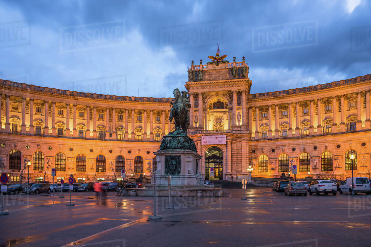 Hofburg Imperial Palace at dusk, Vienna, Austria, Europe Royalty-free stock photo