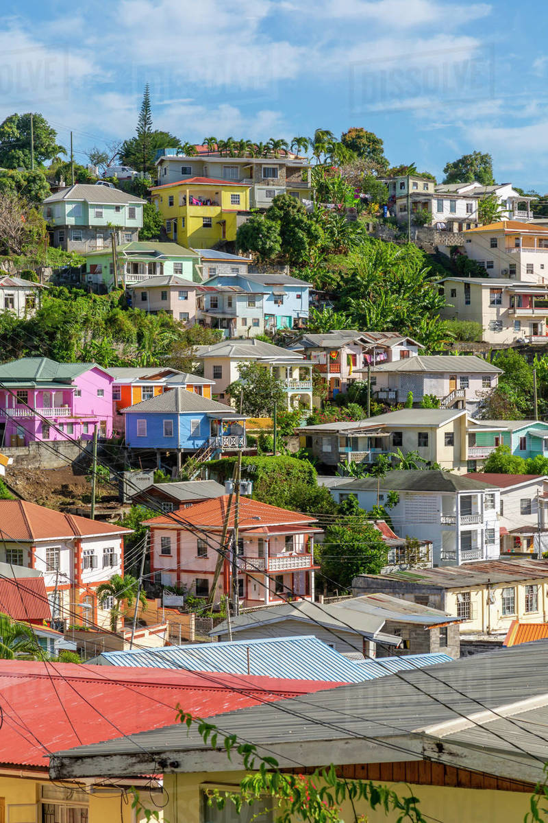 View of colourful houses that overlook the Carnarge of St.