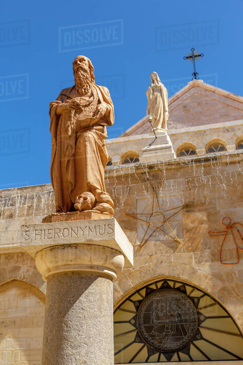 View of exterior of Church of Nativity in Manger Square, Bethlehem