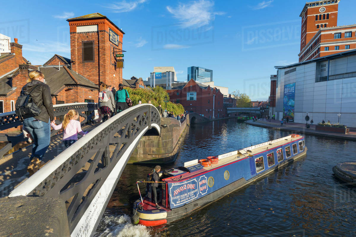 Canal boat, Birmingham Canal Old Line, Birmingham, England, United Kingdom, Europe Royalty-free stock photo